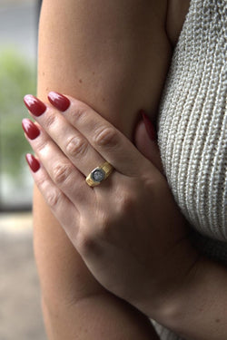 Bague Solitaire en or jaune, or blanc et diamant - Castafiore
