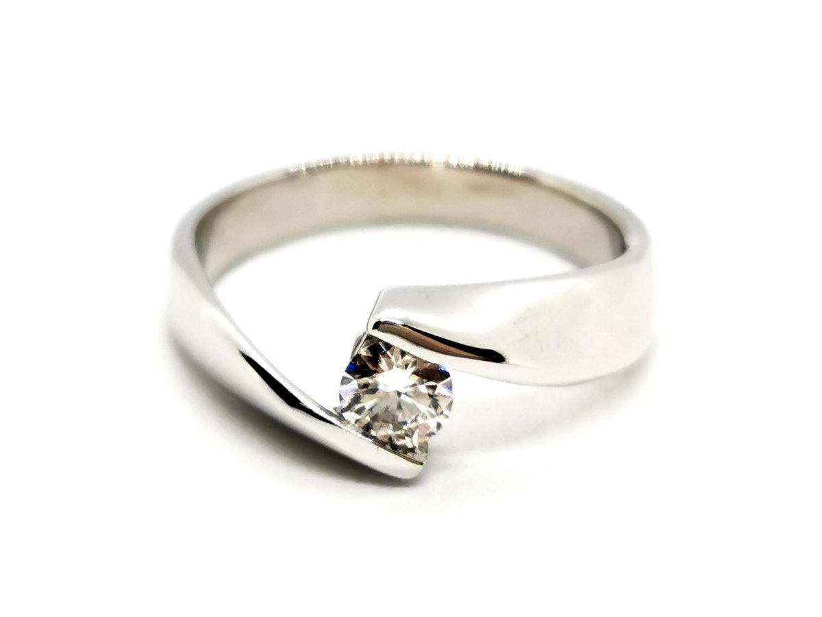 Bague Solitaire Or blanc Diamant - Castafiore