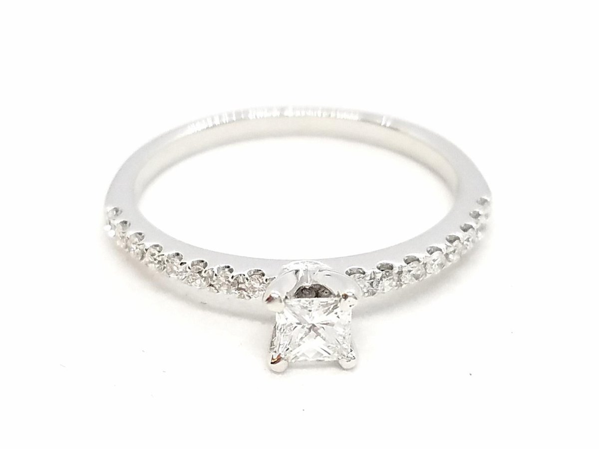 Bague Solitaire Or blanc Diamant - Castafiore