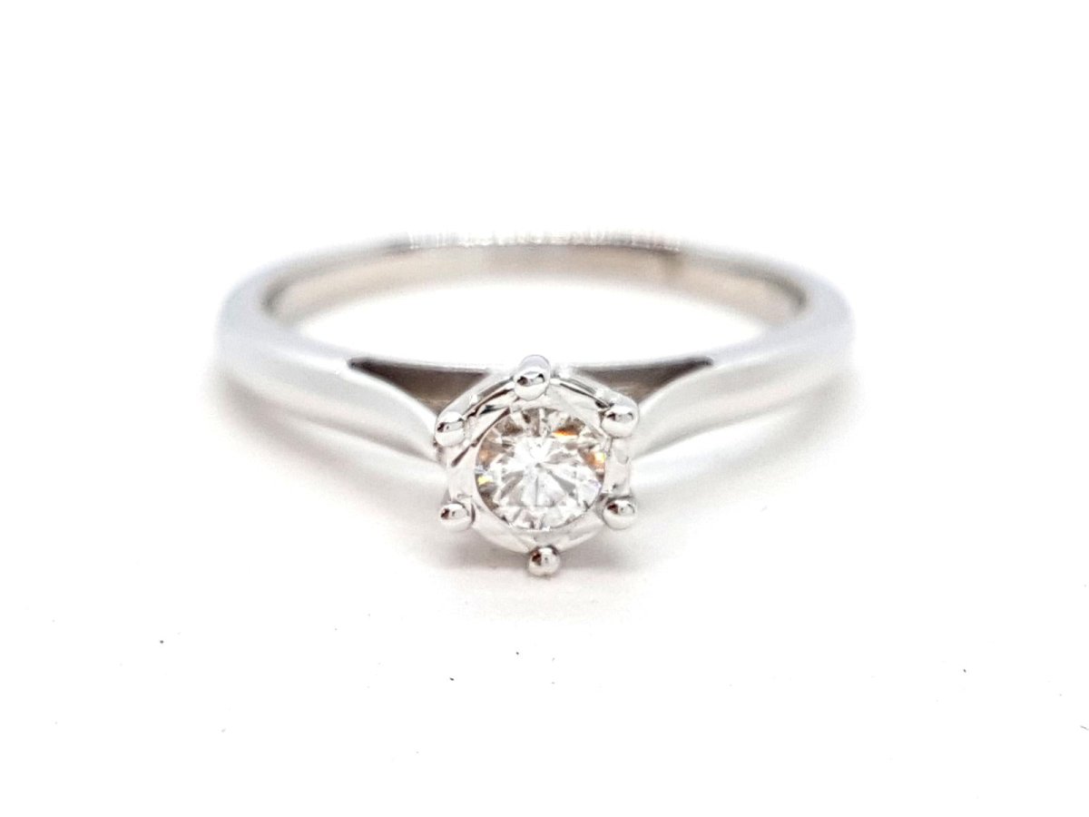 Bague Solitaire Or blanc Diamant - Castafiore