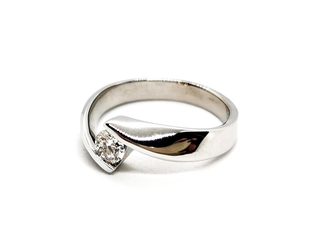 Bague Solitaire Or blanc Diamant - Castafiore