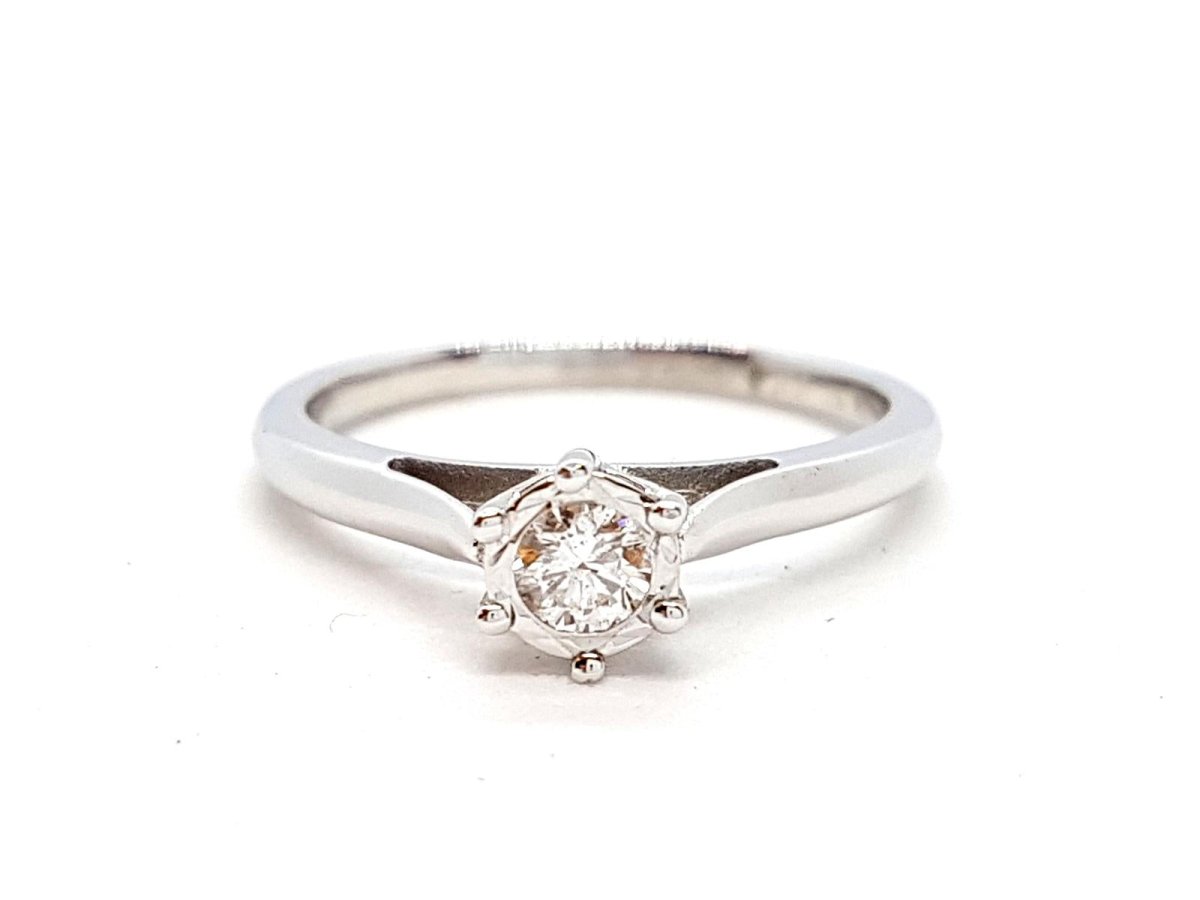 Bague Solitaire Or blanc Diamant - Castafiore