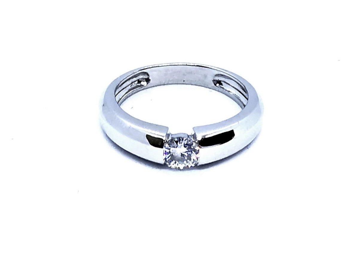 Bague Solitaire Or blanc Diamant - Castafiore