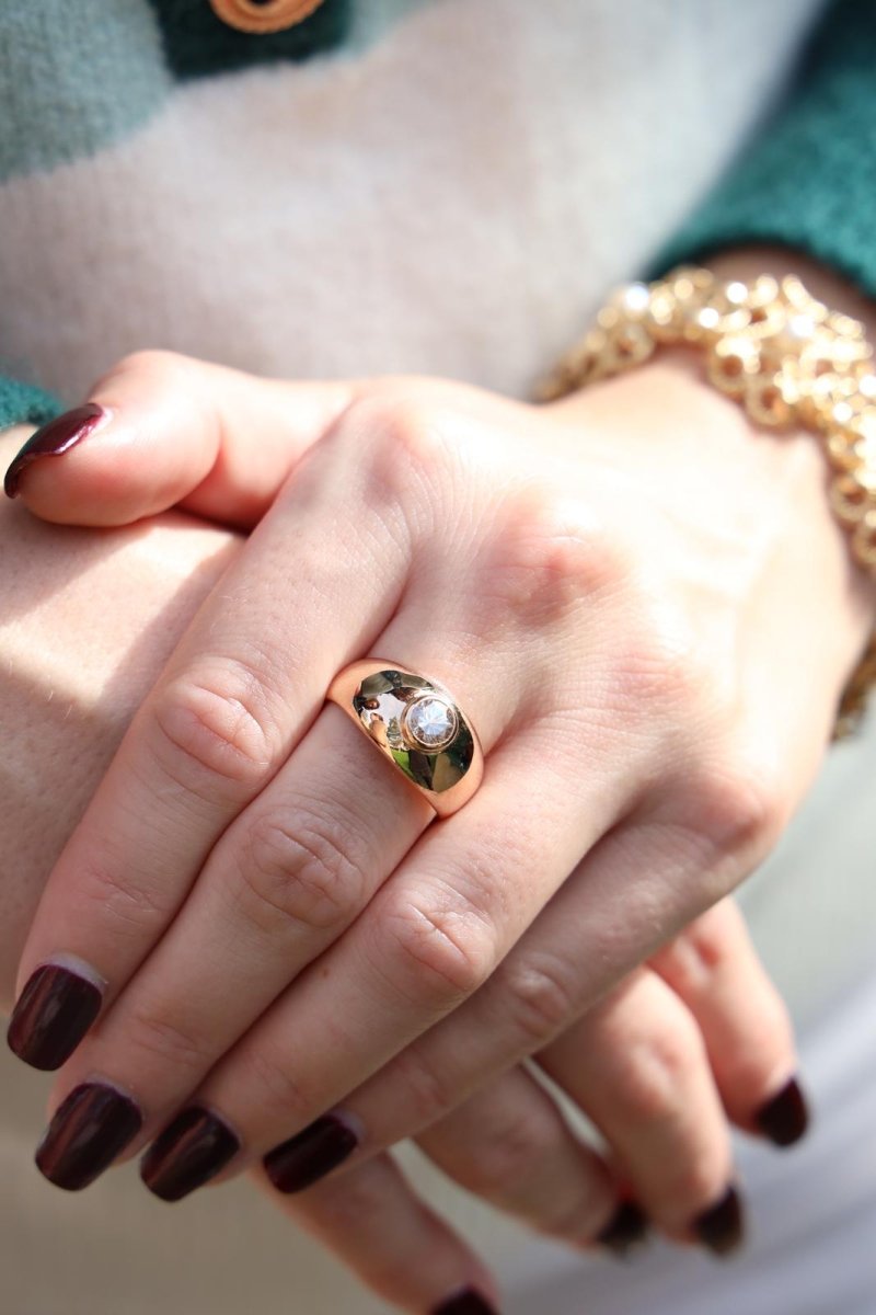 Bague Solitaire Or rose Diamant - Castafiore