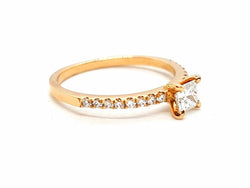 Bague Solitaire Or rose Diamant - Castafiore