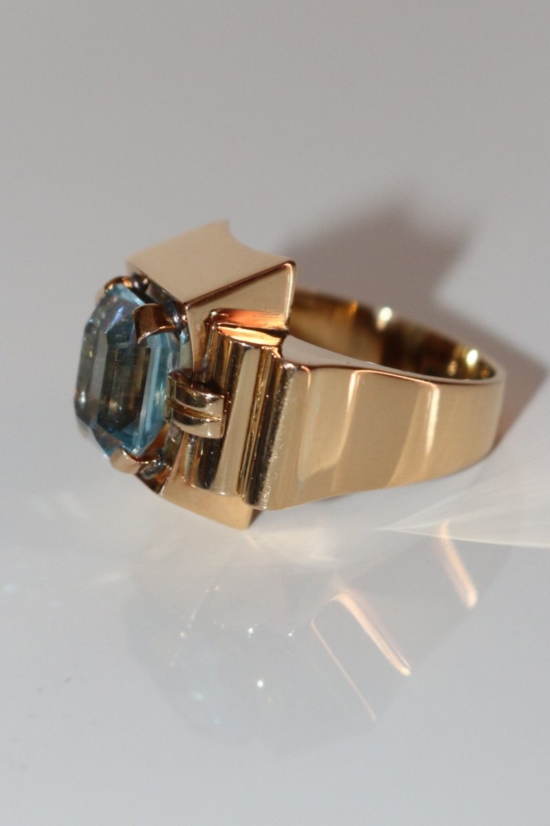 Bague Tank Aigue-marine or jaune - Castafiore