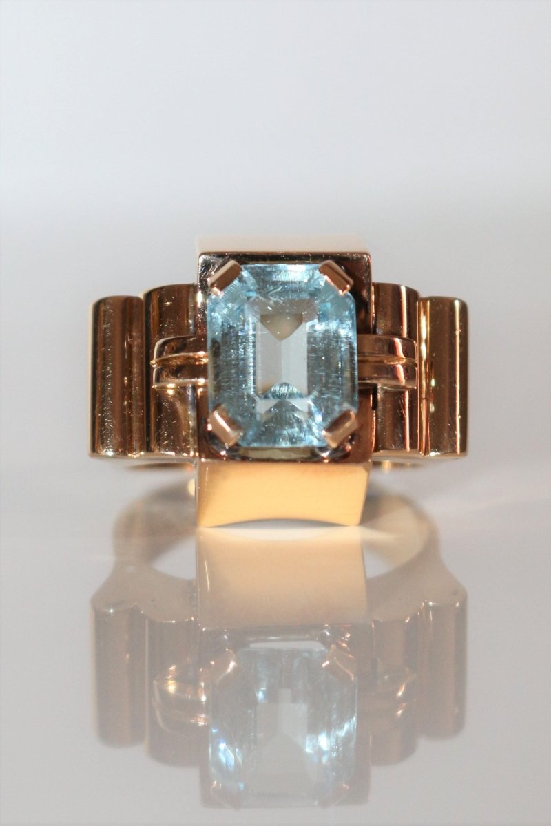 Bague Tank Aigue-marine or jaune - Castafiore