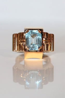 Bague Tank Aigue-marine or jaune - Castafiore