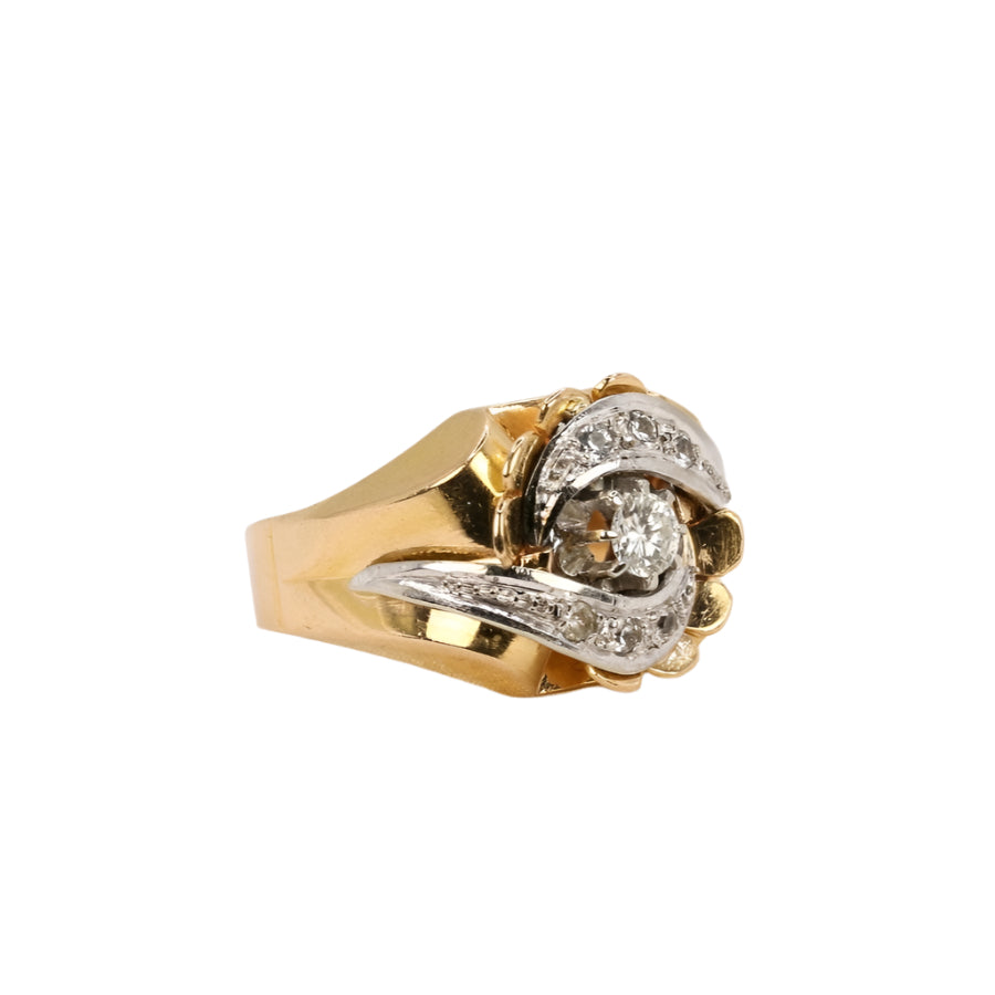 Bague Tank Art Déco en or et diamants - Castafiore