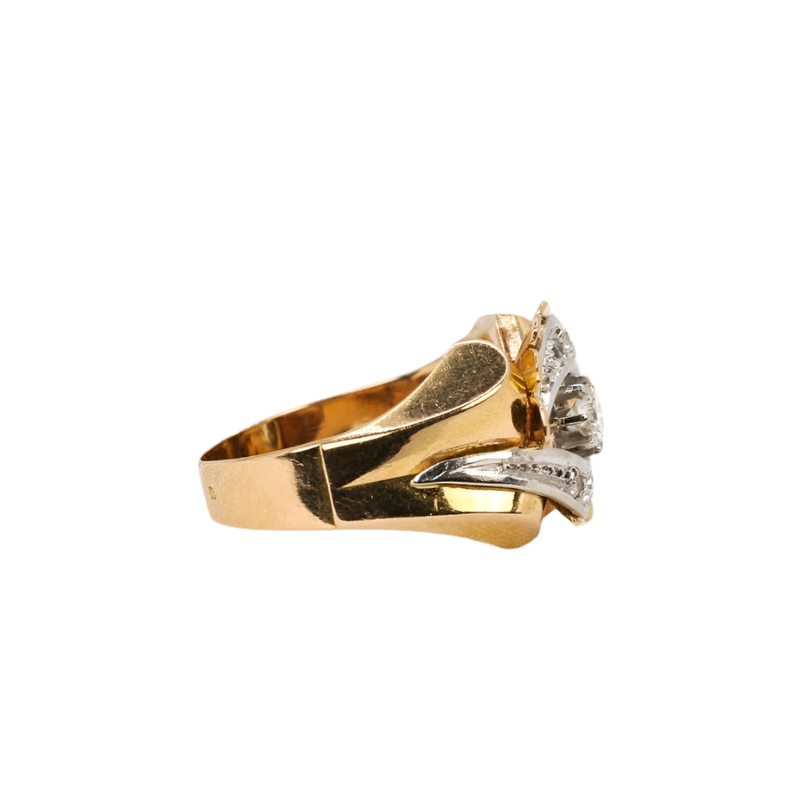 Bague Tank Art Déco en or et diamants - Castafiore