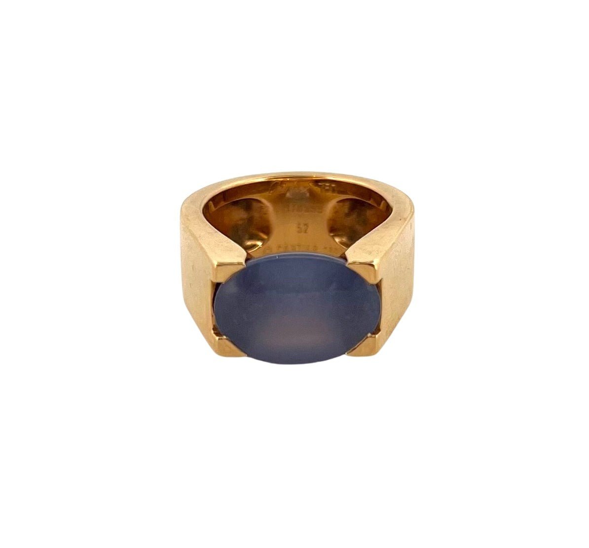 Bague Tank CARTIER en or jaune et calcédoine bleue - Castafiore