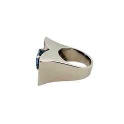 Bague Tank en or blanc saphir et diamants - Castafiore