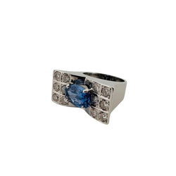Bague Tank en or blanc saphir et diamants - Castafiore