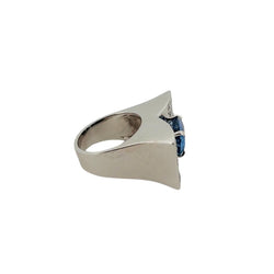 Bague Tank en or blanc saphir et diamants - Castafiore