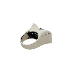 Bague Tank en or blanc saphir et diamants - Castafiore
