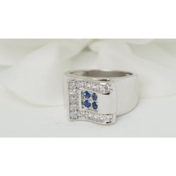 Bague Tank en or blanc, saphirs et diamants - Castafiore