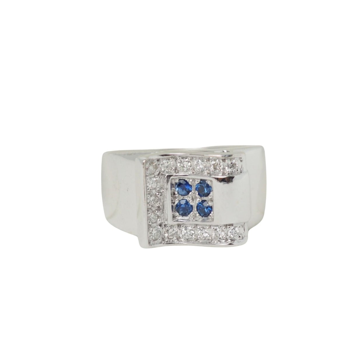 Bague Tank en or blanc, saphirs et diamants - Castafiore