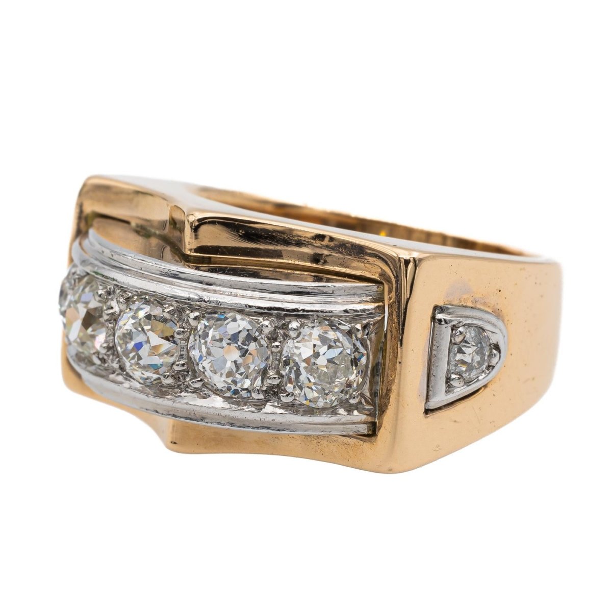 Bague Tank en or jaune et diamants - Castafiore