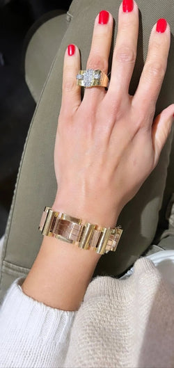 Bague Tank en or jaune et platine - Castafiore