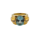 Bague Tank en or jaune et topaze bleue - Castafiore