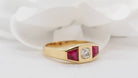 Bague Tank en or jaune, rubis et diamant - Castafiore