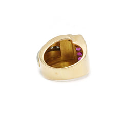Bague Tank en or jaune, rubis et diamants - Castafiore