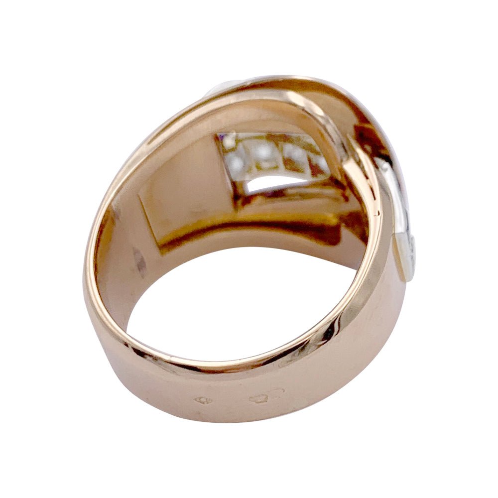 Bague Tank en or jaune, saphirs et diamants - Castafiore