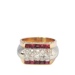 Bague tank en or rose et diamants - Castafiore