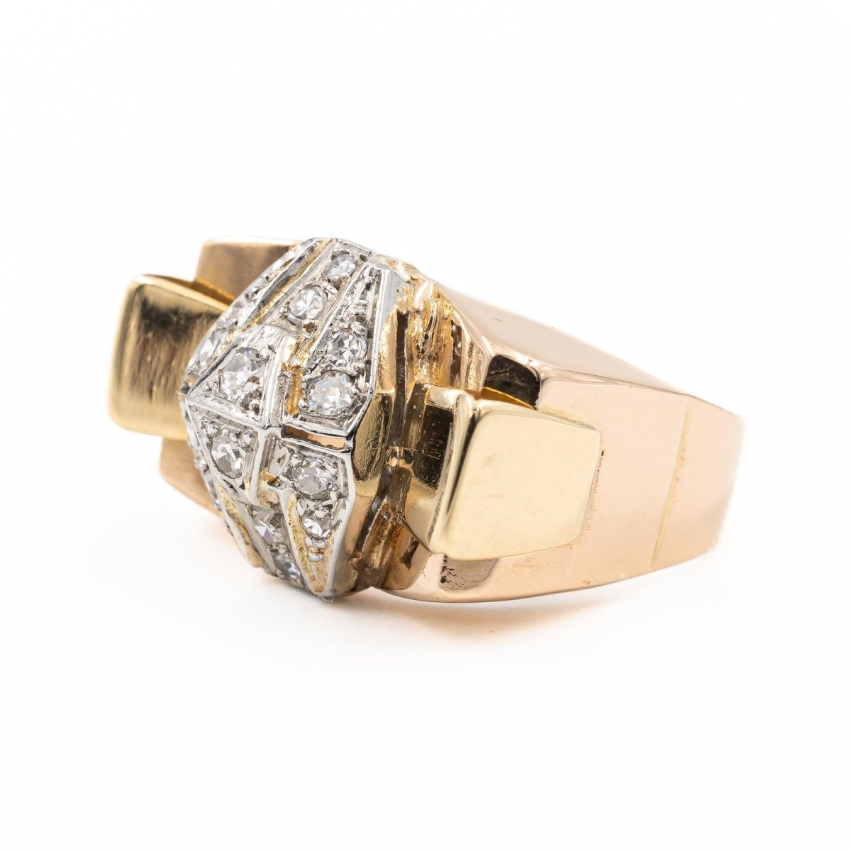 Bague Tank en or rose, platine et diamants - Castafiore