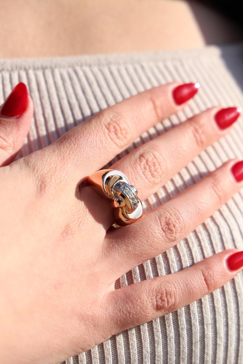 Bague Tank en or rose, platine et diamants - Castafiore