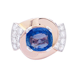 Bague Tank en or rose, platine, saphirs et diamants - Castafiore