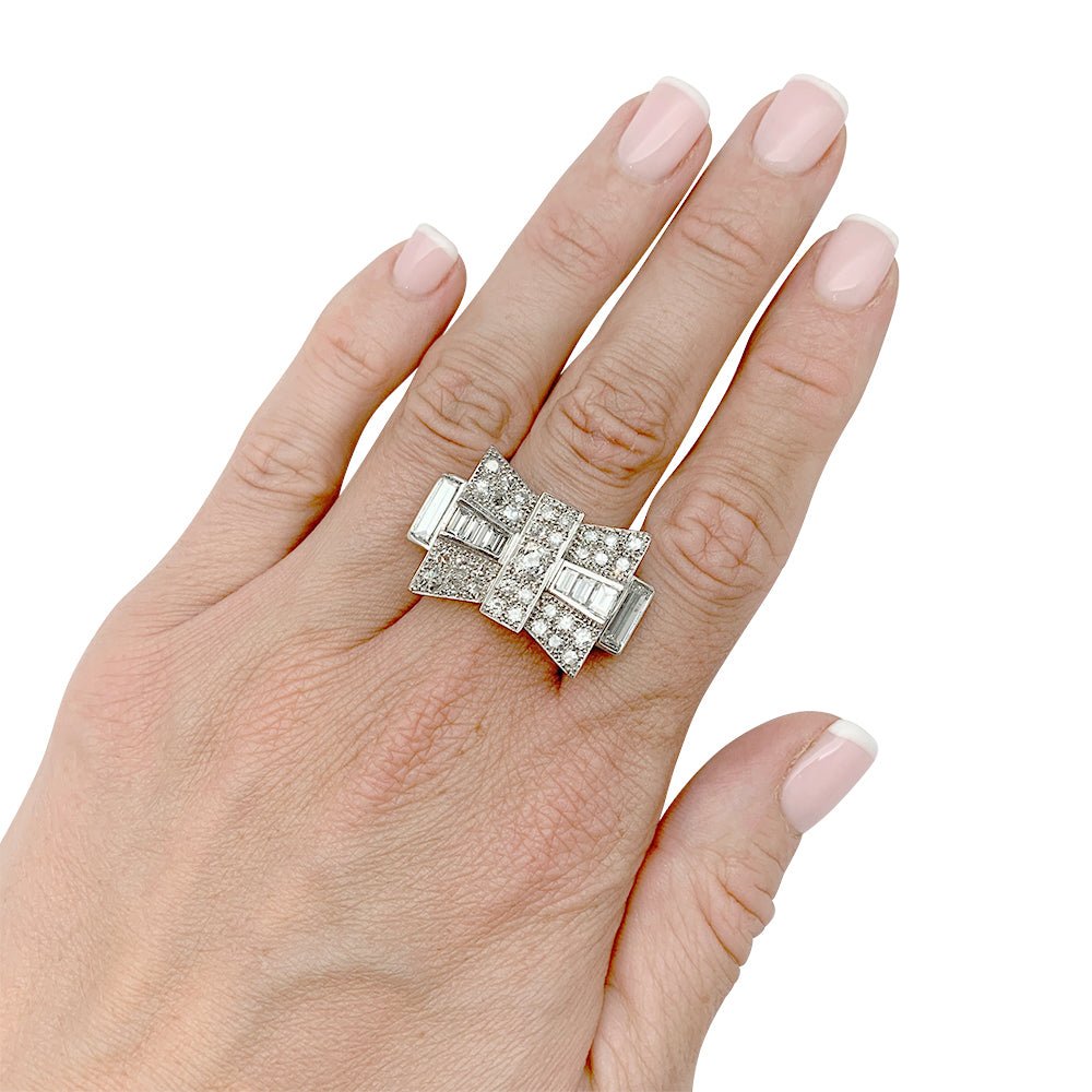 Bague Tank en platine et diamants - Castafiore
