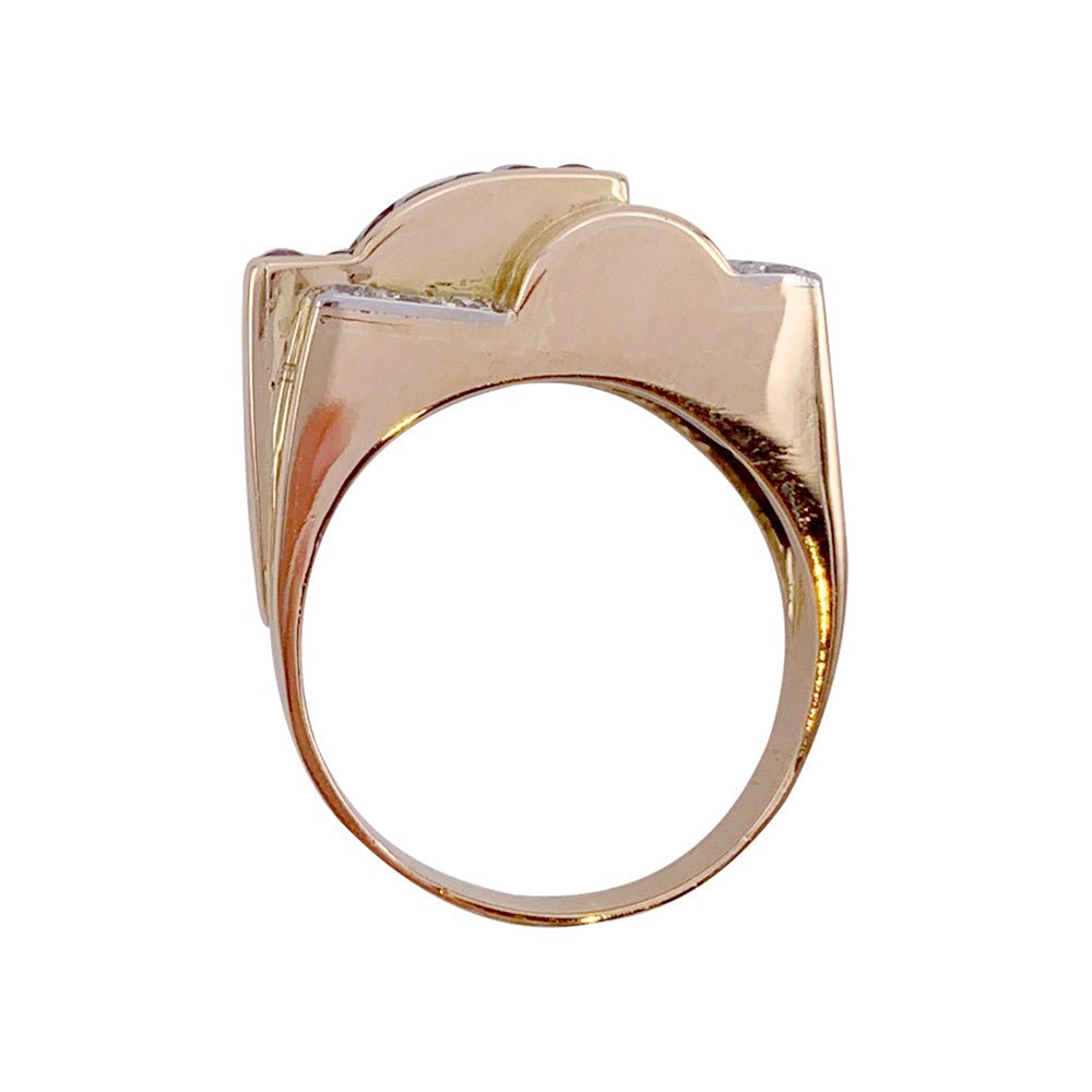 Bague Tank or jaune, rubis, diamants - Castafiore