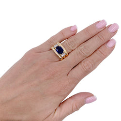 Bague, "Tank", or jaune, saphir, diamants - Castafiore