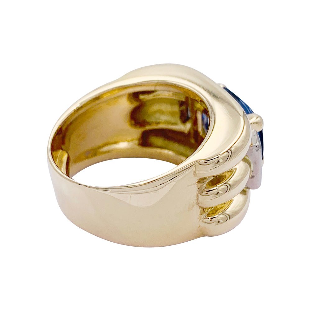 Bague, "Tank", or jaune, saphir, diamants - Castafiore