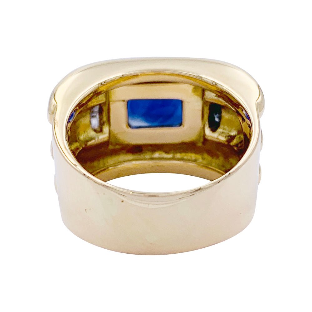 Bague, "Tank", or jaune, saphir, diamants - Castafiore