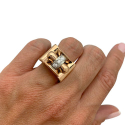 Bague tank or rose, blanc et diamants - Castafiore