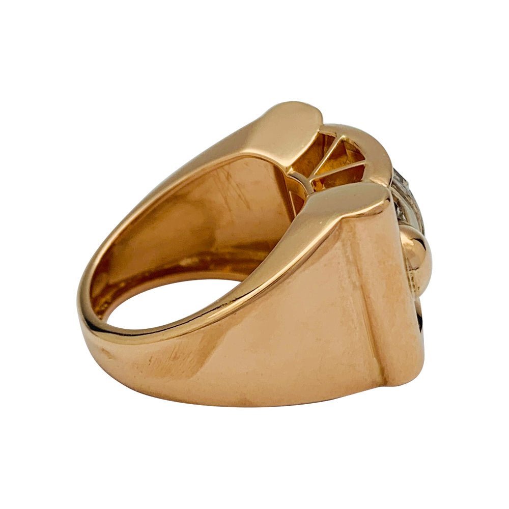 Bague tank or rose, blanc et diamants - Castafiore