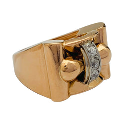 Bague tank or rose, blanc et diamants - Castafiore