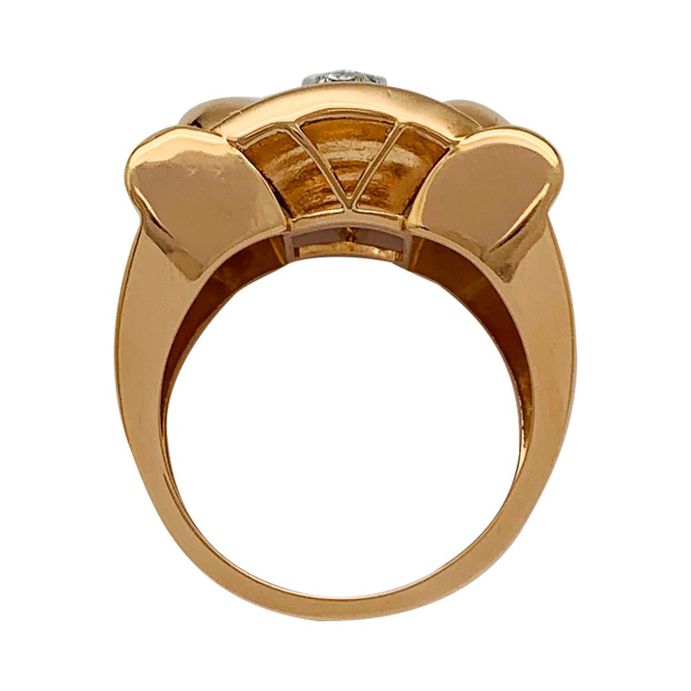 Bague tank or rose, blanc et diamants - Castafiore
