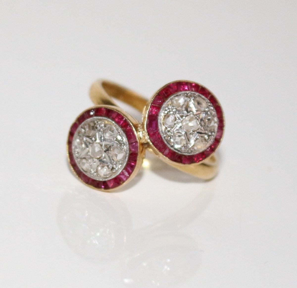 Bague Toi Et Moi Art Déco rubis & diamants - Castafiore