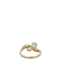 Bague toi et moi Belle Epoque en or jaune et diamants taille ancienne - Castafiore
