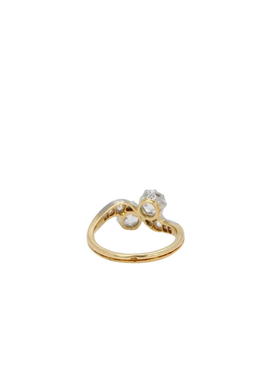 Bague toi et moi Belle Epoque en or jaune et diamants taille ancienne - Castafiore