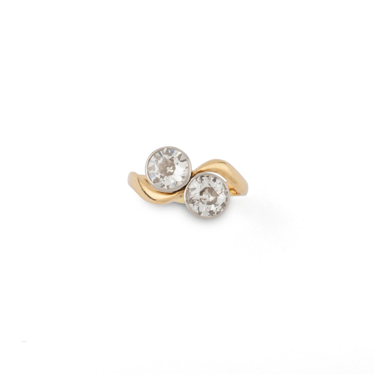 Bague toi et moi diamants, en or jaune et platine - Castafiore