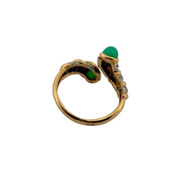 Bague Toi et moi en or jaune, brillants et chrysoprases - Castafiore