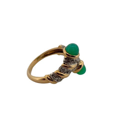 Bague Toi et moi en or jaune, brillants et chrysoprases - Castafiore