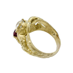 Bague toi et moi en or jaune, diamant et rubis - Castafiore