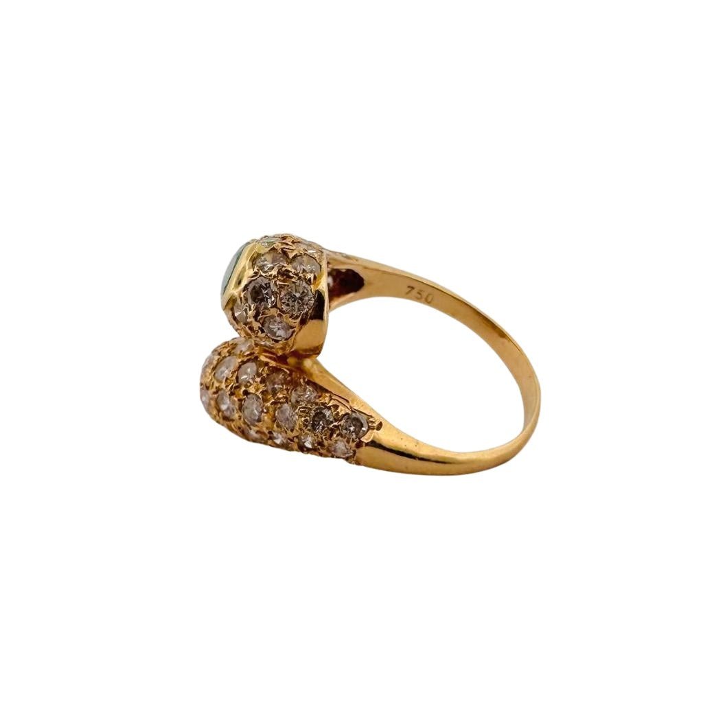 Bague Toi et moi en or jaune, émeraude et diamants - Castafiore