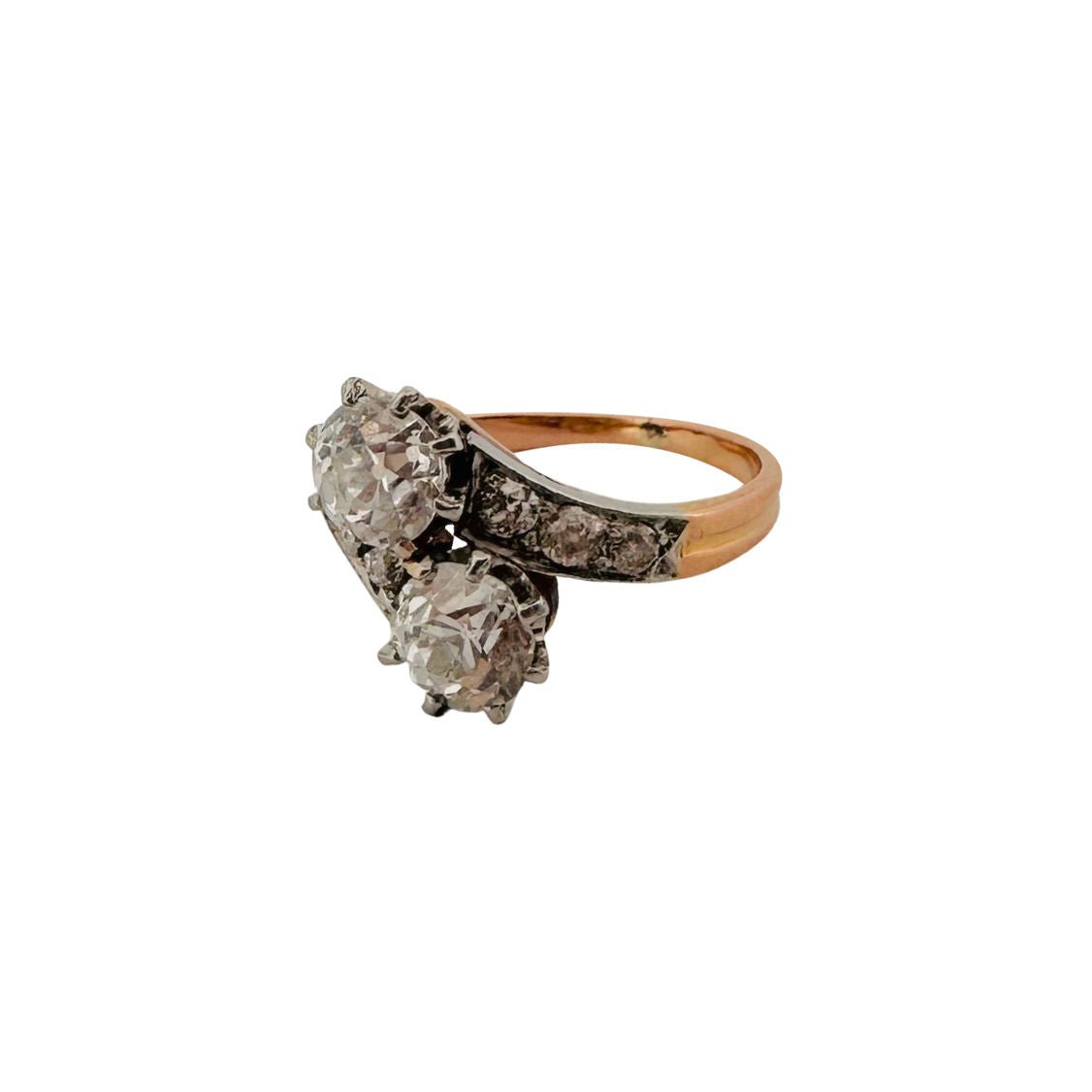 Bague "toi et moi" en or rose et platine - Castafiore