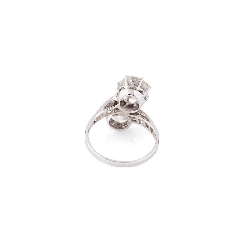 Bague Toi et Moi en platine, or blanc et diamants - Castafiore